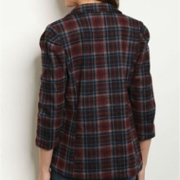 Navy/Burgundy Checkered Blazer   - Picture 2 of 2
